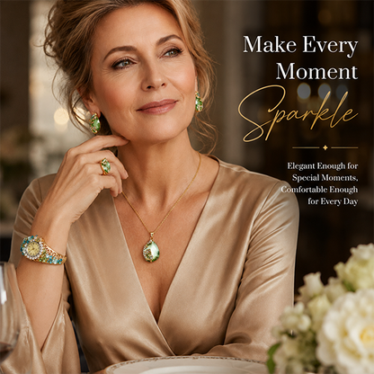 Elegant Floral Crystal Watch & Matching Jewelry Set for Women