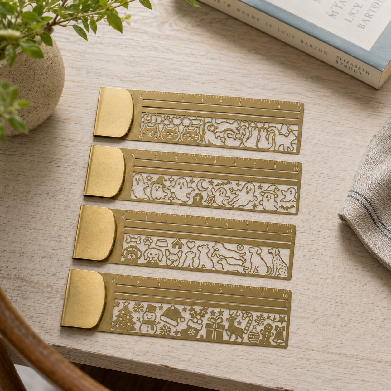 😻📏 Cat Lover’s 3-in-1 Metal Bookmark Ruler | Bookmark, Ruler & Coloring