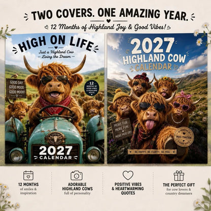🤣🐂2027 Funny Highland Cow Wall Calendar | A4 Hanging Calendar