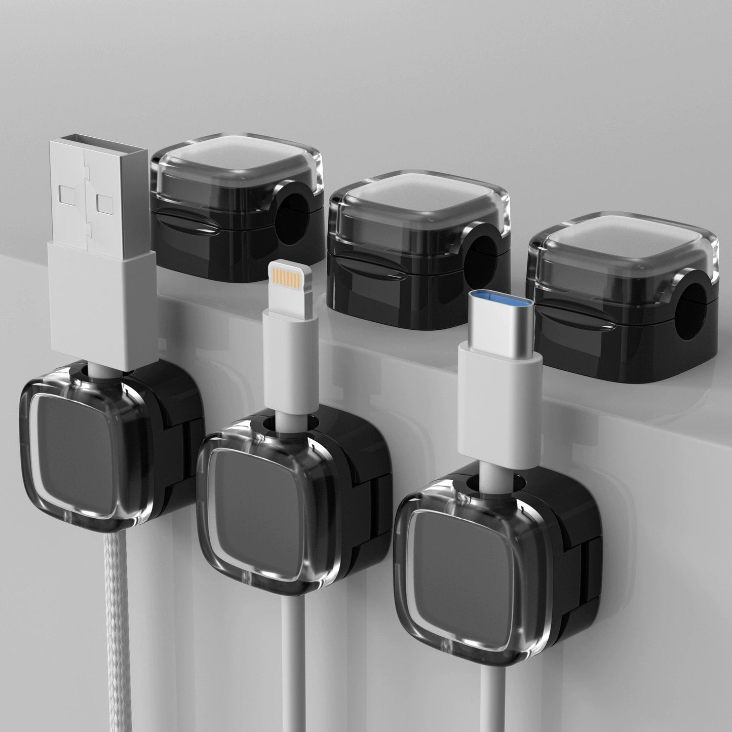 Magnetic Cord Organizer – 6 Pack Wall Mounted & Desktop Cable Holder, Simple Cable Management,Keep Cables in Place on Desk & Wall
