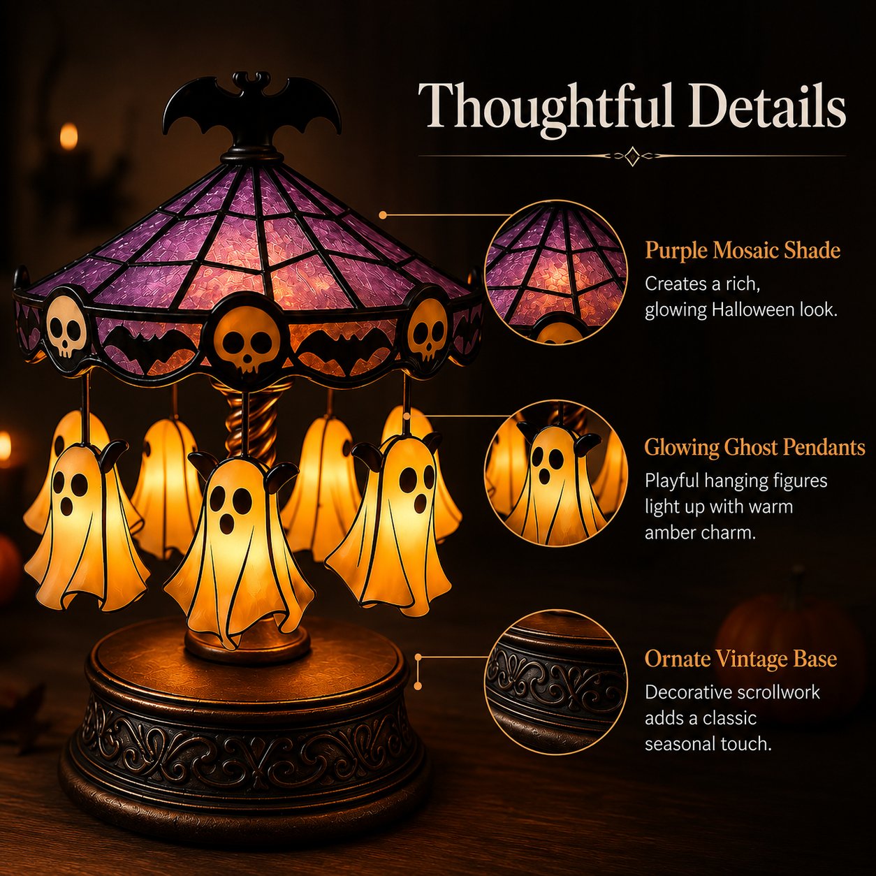 🔥 Hot Sale 50% OFF 🎠 Ghost Carousel Motion Night Light – Cozy Halloween Glow🎃