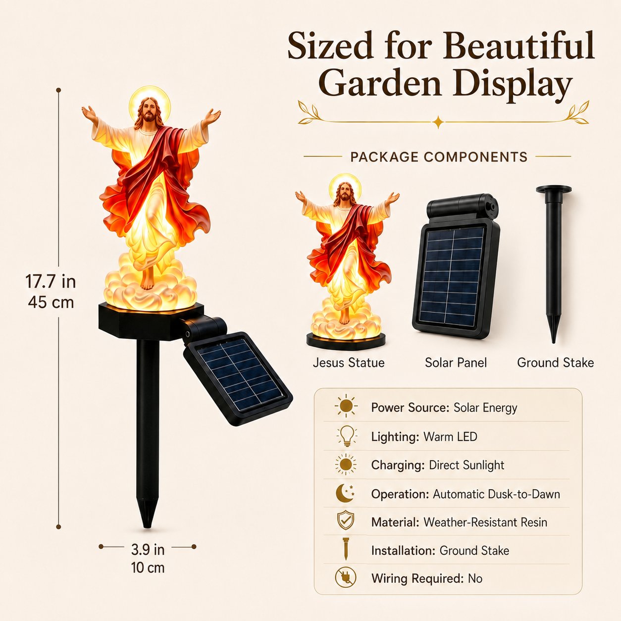 ☀️Solar-Powered Illuminated Jesus Garden Statue🙏