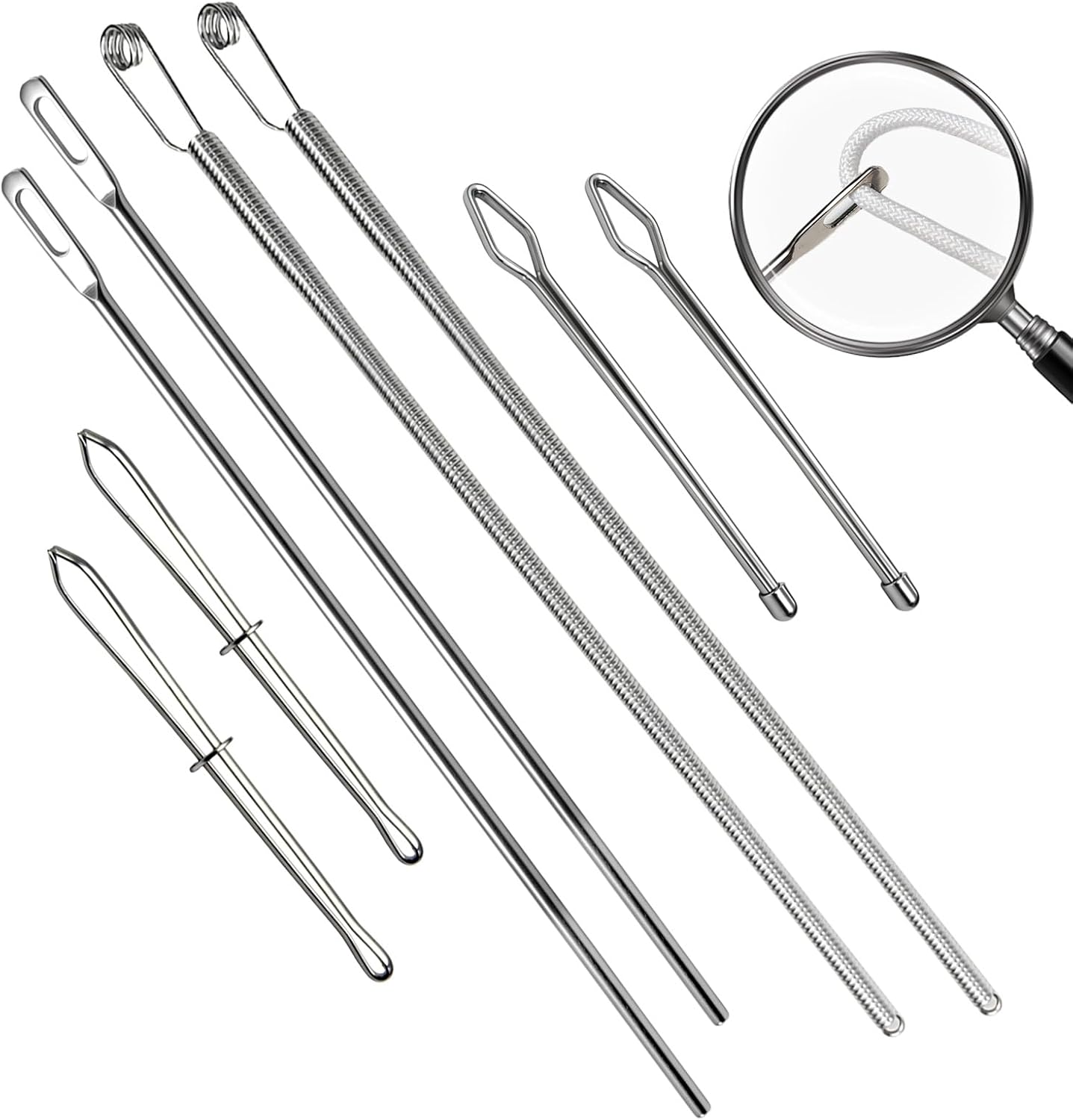 🔥49% OFF 2Pcs Flexible Drawstring Threading Tool 🧵 Bendable Metal Spring Threader for Hoodies Pants Shoelaces