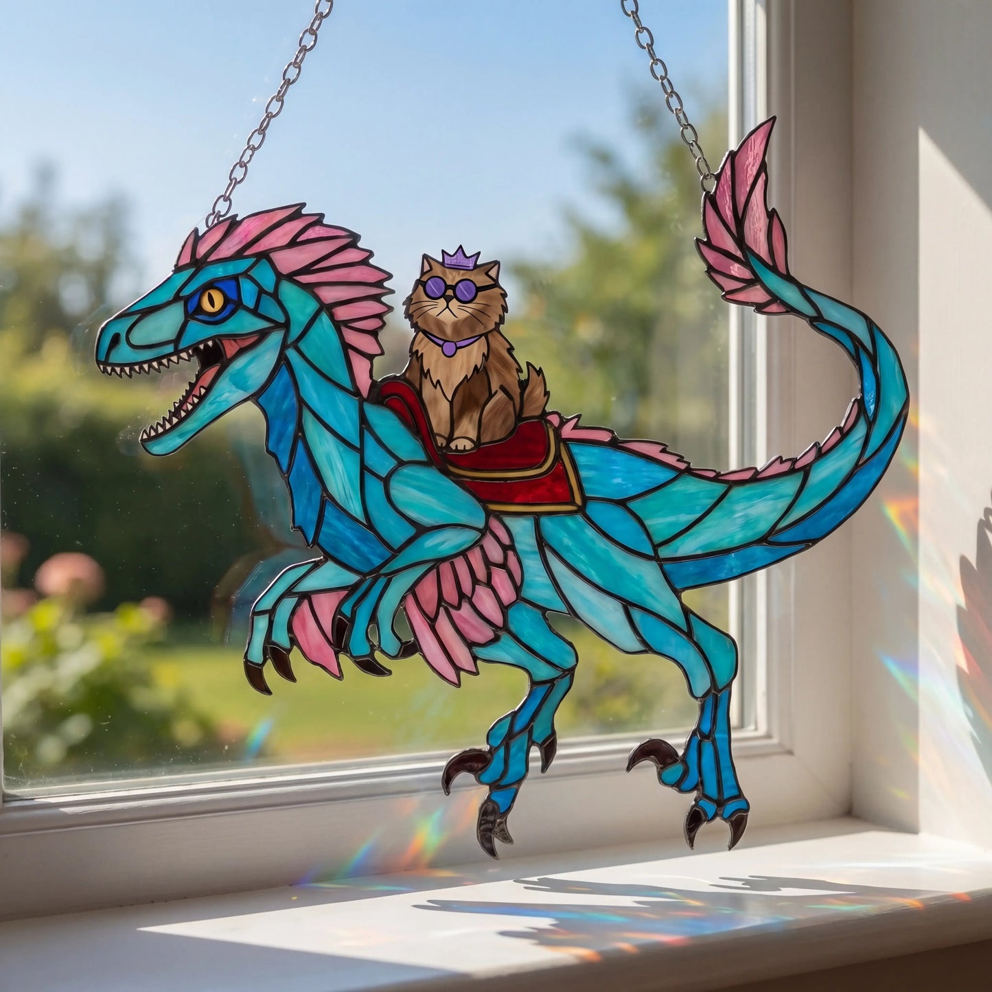 🔥Last Day 57% OFF – 🐉🐱 Princess Donut & Mongo Stained Glass Suncatcher | Dungeon Crawler Carl Window Hanging ✨