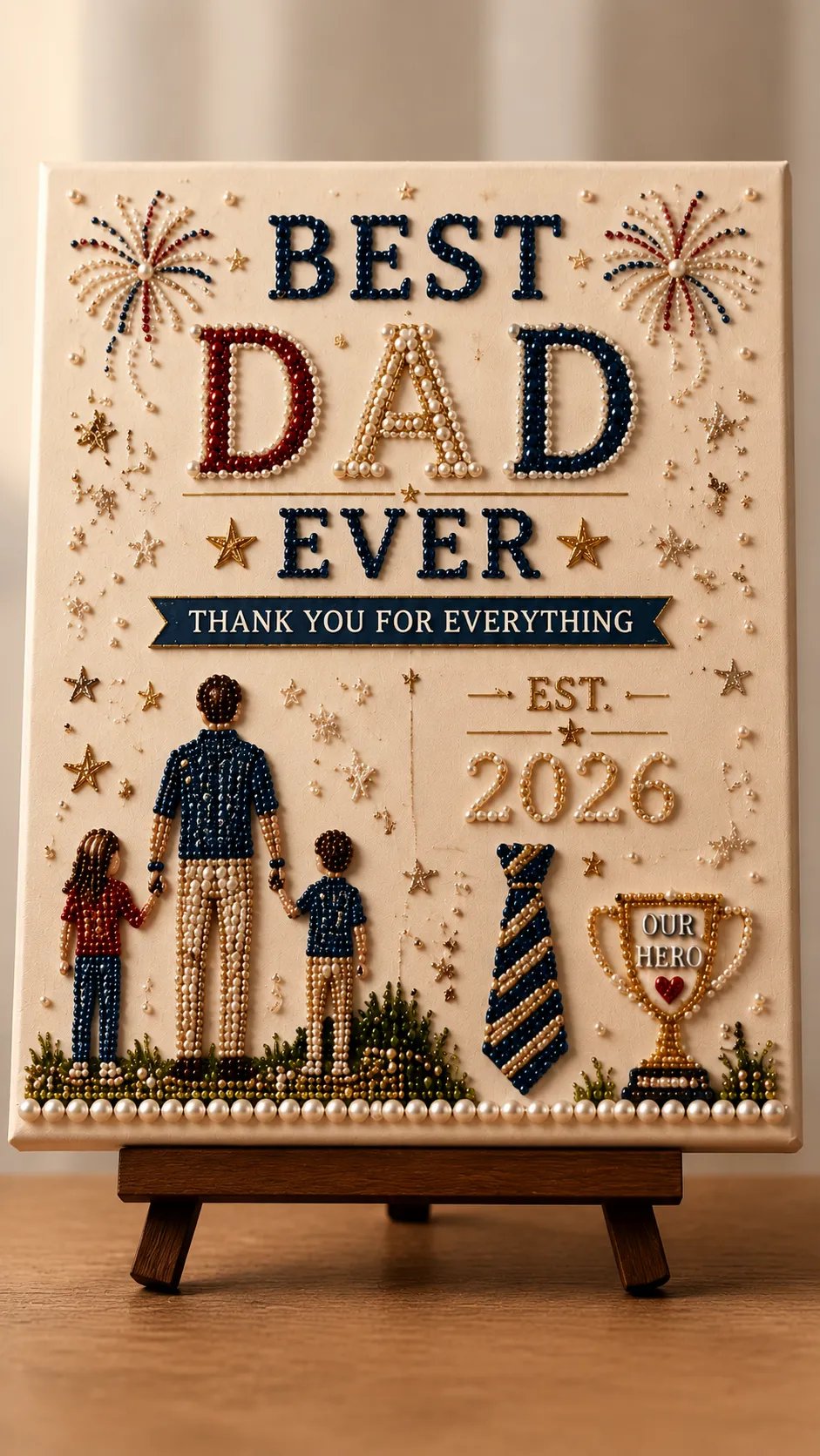 🔥Last Day 50% OFF - 👨‍👧‍👦 Best Dad Ever DIY Pearl Painting Kit ✨💙
