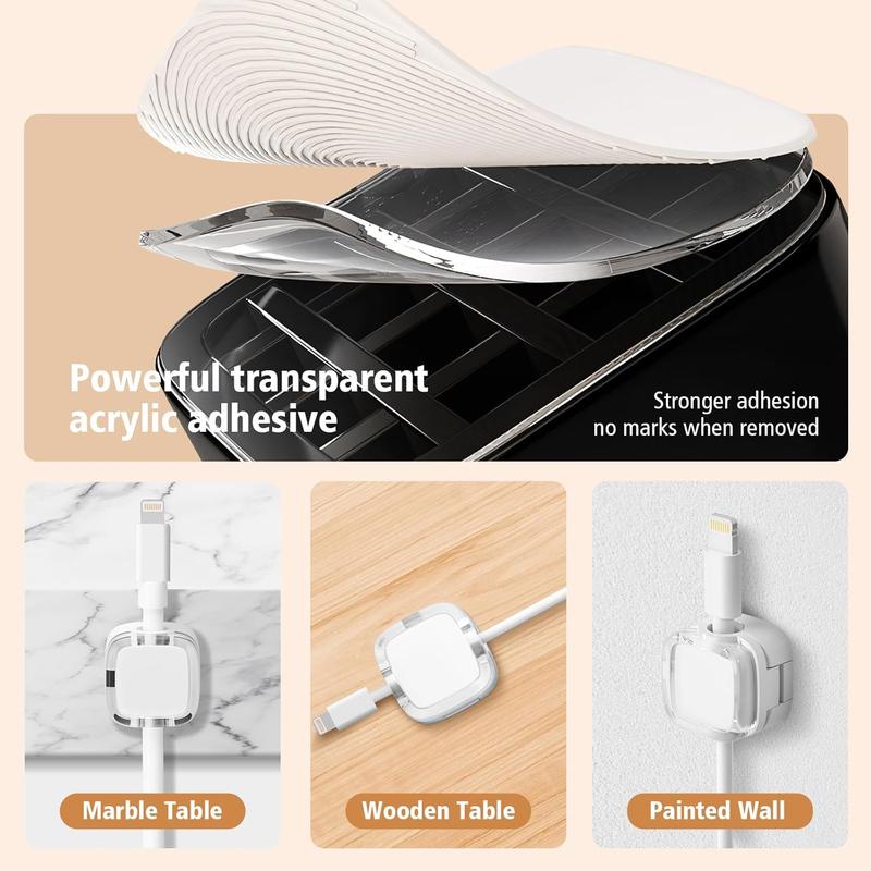 Magnetic Cord Organizer – 6 Pack Wall Mounted & Desktop Cable Holder, Simple Cable Management,Keep Cables in Place on Desk & Wall