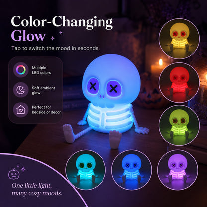 💀HOT SALE 50% OFF🔥Charming Silicone Skeleton Color Changing Bedside Night Light🔥
