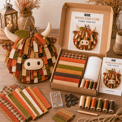 Autumn Highland Cow Pumpkin 3D Fabric Diy Kit