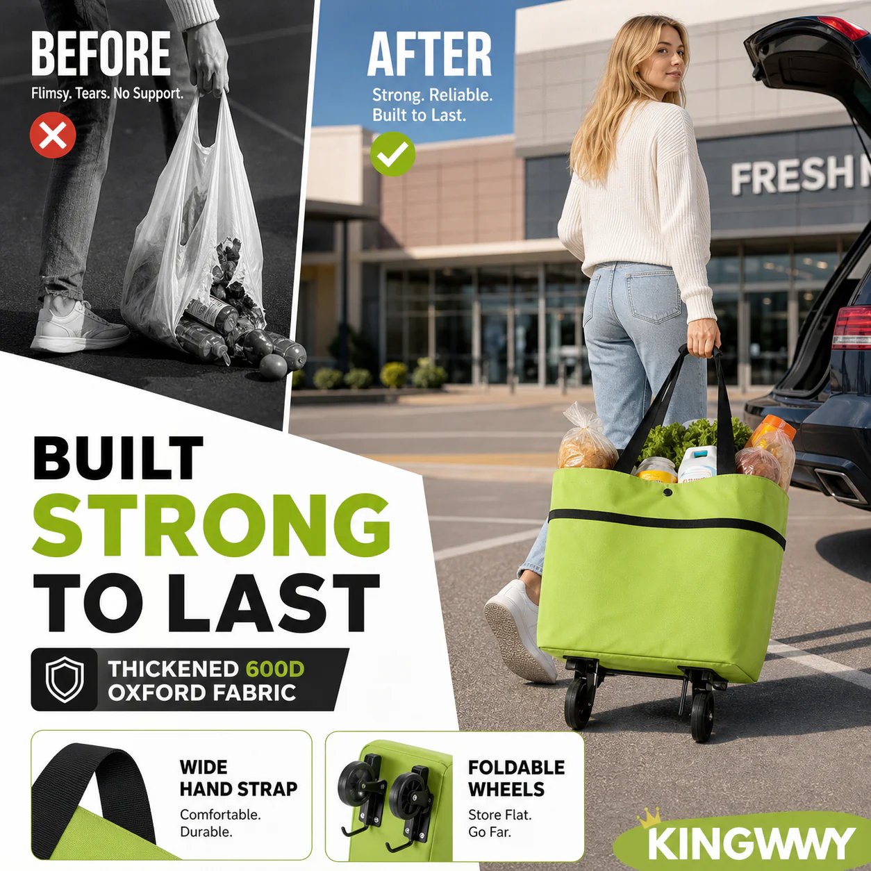🔥HOT SALE 50% OFF - 🛍️Foldable 2-in-1 Shopping Bag