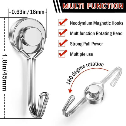 8 Pack Swivel Swing Magnetic Hooks 30LBS