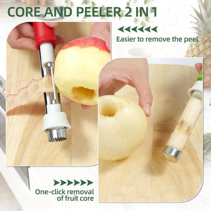 🍎2-in-1 Apple Corer and Peeler - Stainless Steel Fruit Corer