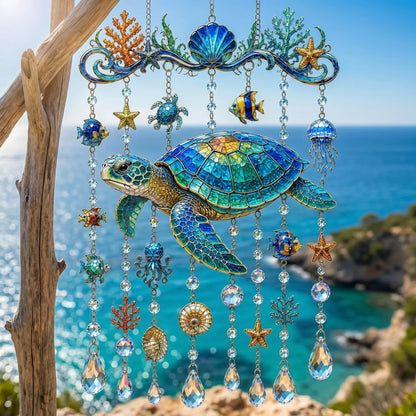 🐋 Ocean-Themed Crystal Wind Chime – Bring the Ocean Glow to Your Garden