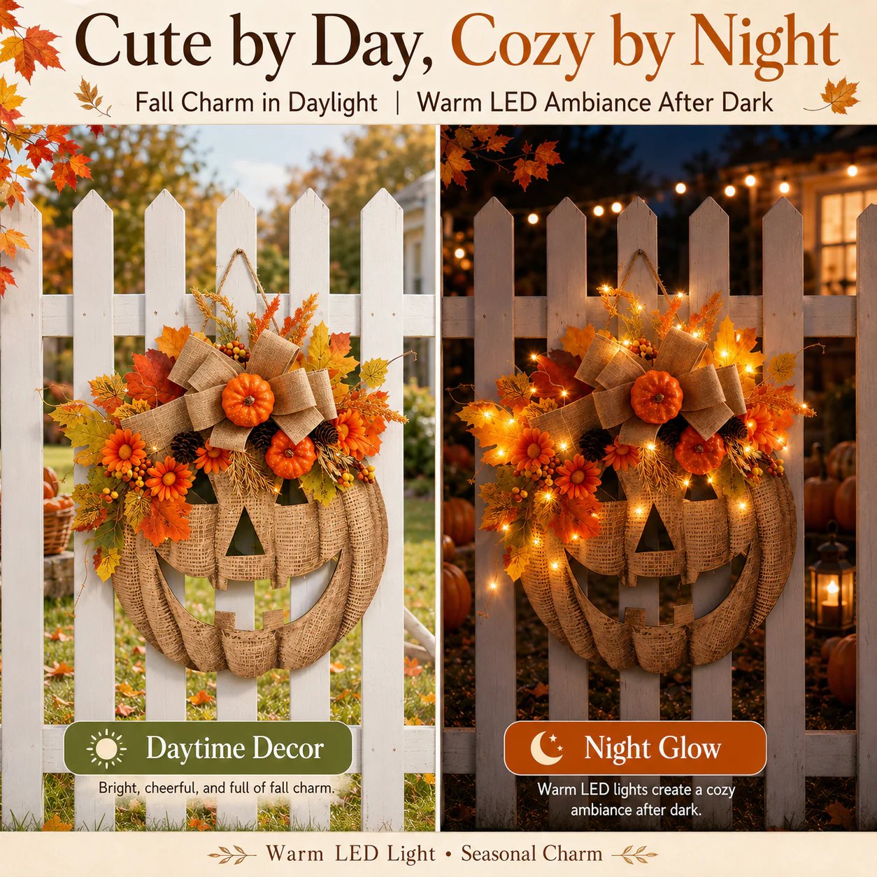 ⚡Hot Sales 49% OFF🎃✨ Lighted Burlap Pumpkin Wreath