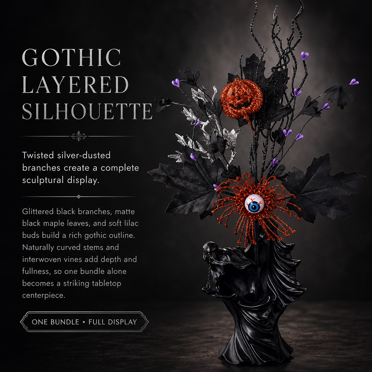 👻Halloween Eyeball Pumpkin Branch Ornaments, Creative Gothic Floral Decorations