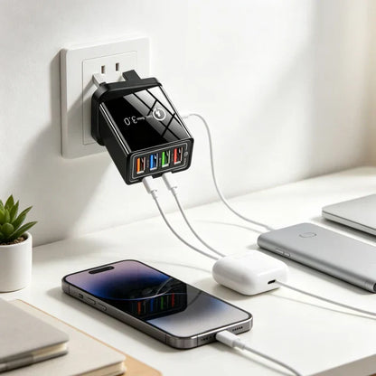 ⚡️Secret to Faster Phone Performance⚡️Four-Port Travel Charger for Extended Phone Battery Life