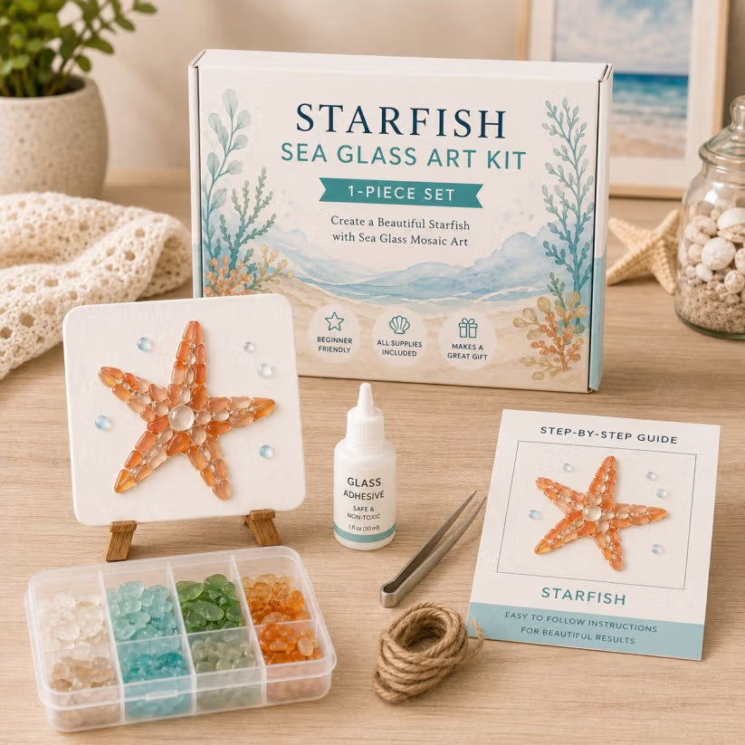 🌊 DIY Sea Glass Mosaic Art Kit – Create Beautiful Ocean-Inspired Artwork with Colorful Glass Pieces, Coastal Home Decor & Creative Handmade Gift