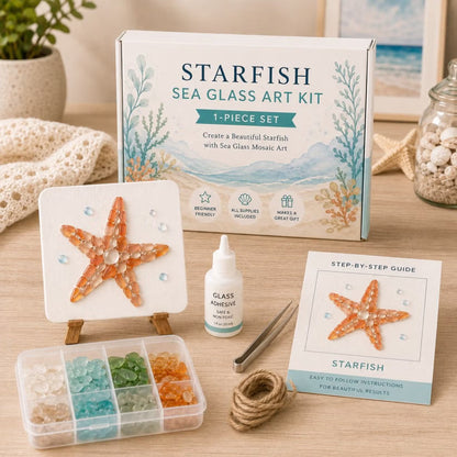 🌊 DIY Sea Glass Mosaic Art Kit – Create Beautiful Ocean-Inspired Artwork with Colorful Glass Pieces, Coastal Home Decor & Creative Handmade Gift