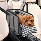 Center Console Dog Car Seat for Small Dogs & Cats with Safety Leash & Cushion