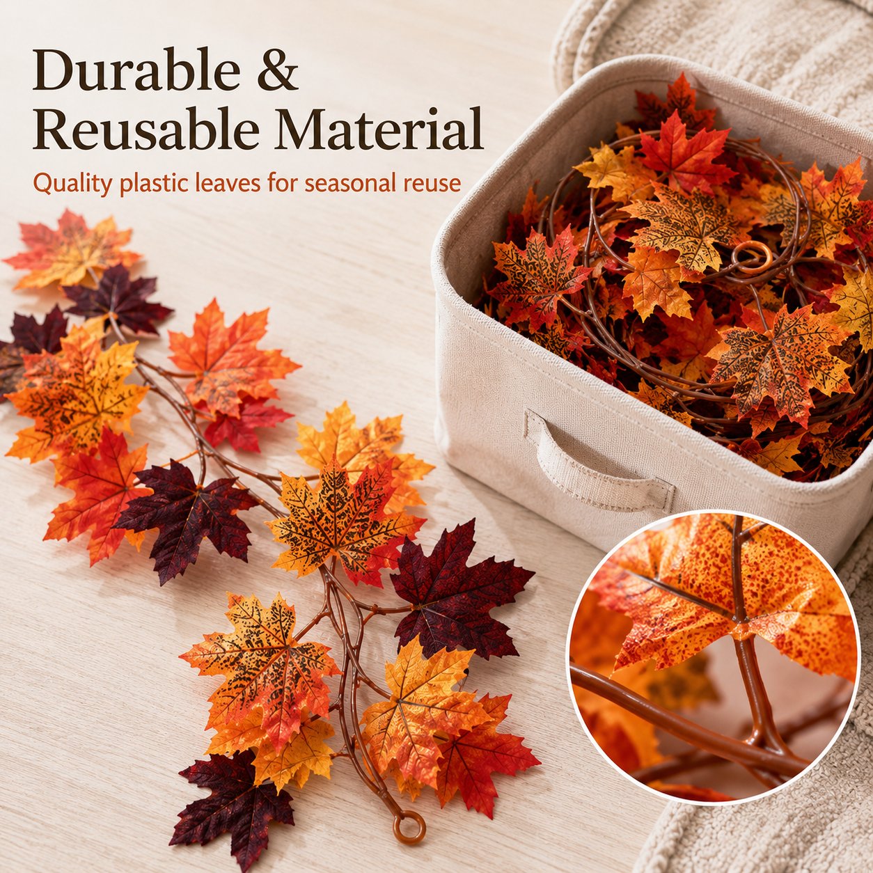 🍁 Artificial Maple Leaf Garland – Fall Autumn Decoration Vine