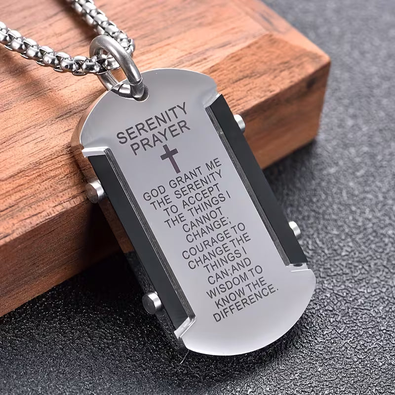 🔥2026 Hot Sale 60% OFF🔥Serenity Prayer Dog Tag Necklace – A Daily Reminder of Peace & Strength