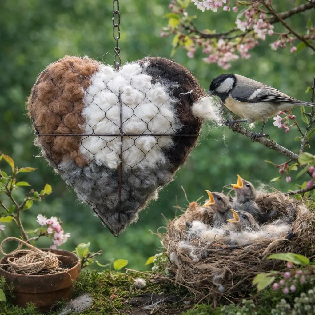 Handmade Fiber Bird Nesting Heart for Birds🕊️