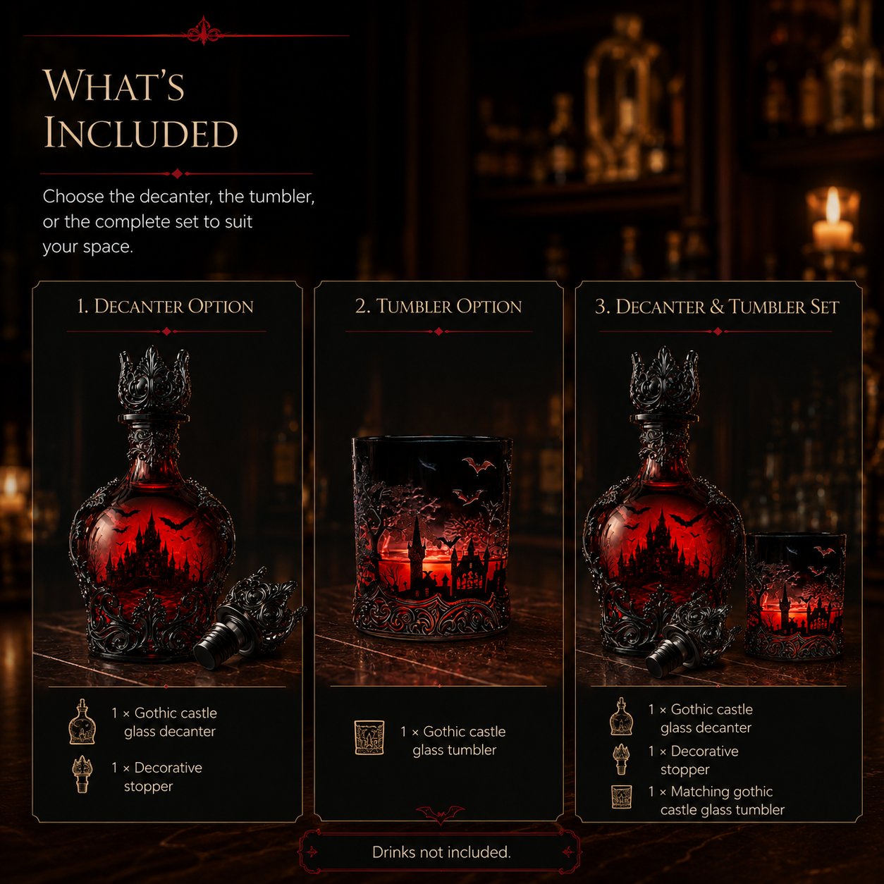 🔥HOT SALE  49% OFF - 🦇🍺Gothic Vampire Castle Whisky Decanter & Tumbler