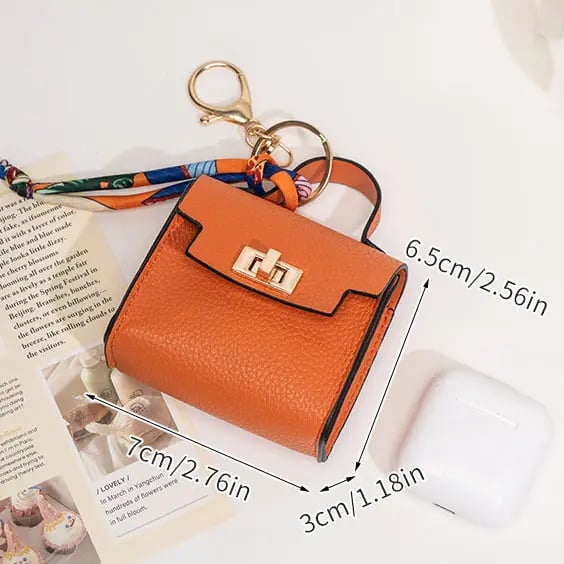 Mini Square Bag Pendant Keychain - High Quality Leather with Colorful Strap