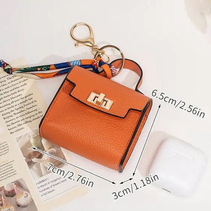 Mini Square Bag Pendant Keychain - High Quality Leather with Colorful Strap