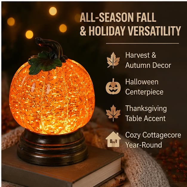 🔥HOT SALE 49% OFF - 🎃🍂Glitter Lighted Pumpkin Snow Globe
