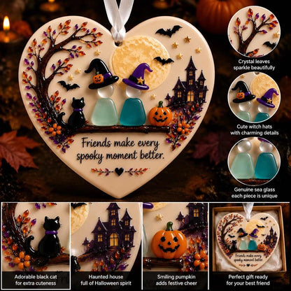 🎃 Halloween Friendship Sea Glass Ornament