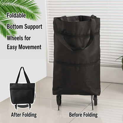 🛒2-in-1 Foldable Shopping Trolley – Sturdy Shopping Bag on Wheels for Supermarket, Market & Travel