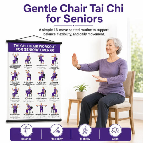 ⭐Tai Chi Chair Workout Chart for Seniors (16 x 24 inches)