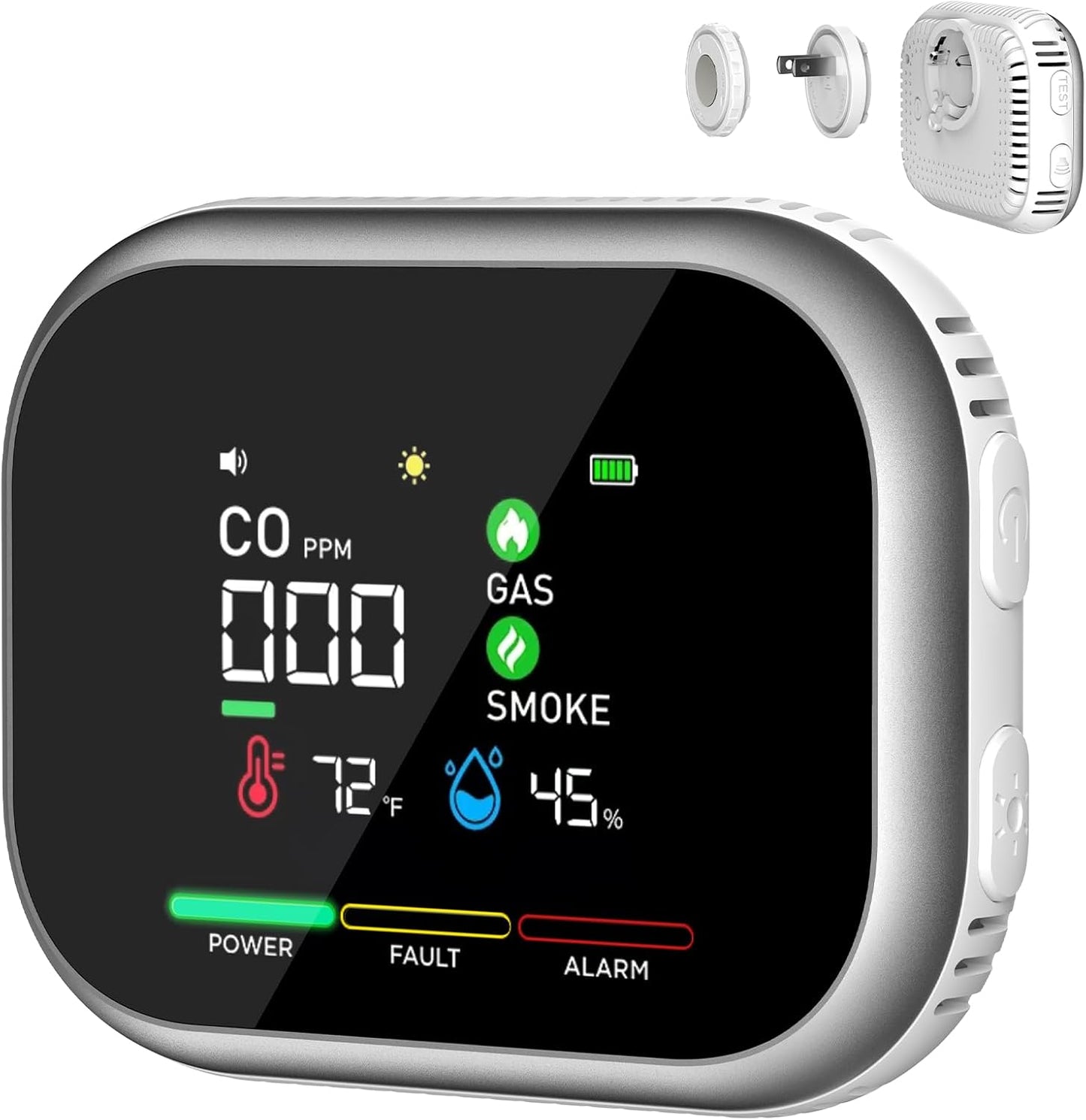 🚨 Smart 6-in-1 Gas Detector – CO Smoke & Gas Leak Alarm With LCD Display