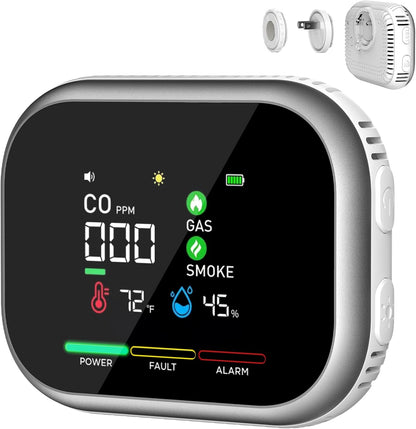 🚨 Smart 6-in-1 Gas Detector – CO Smoke & Gas Leak Alarm With LCD Display
