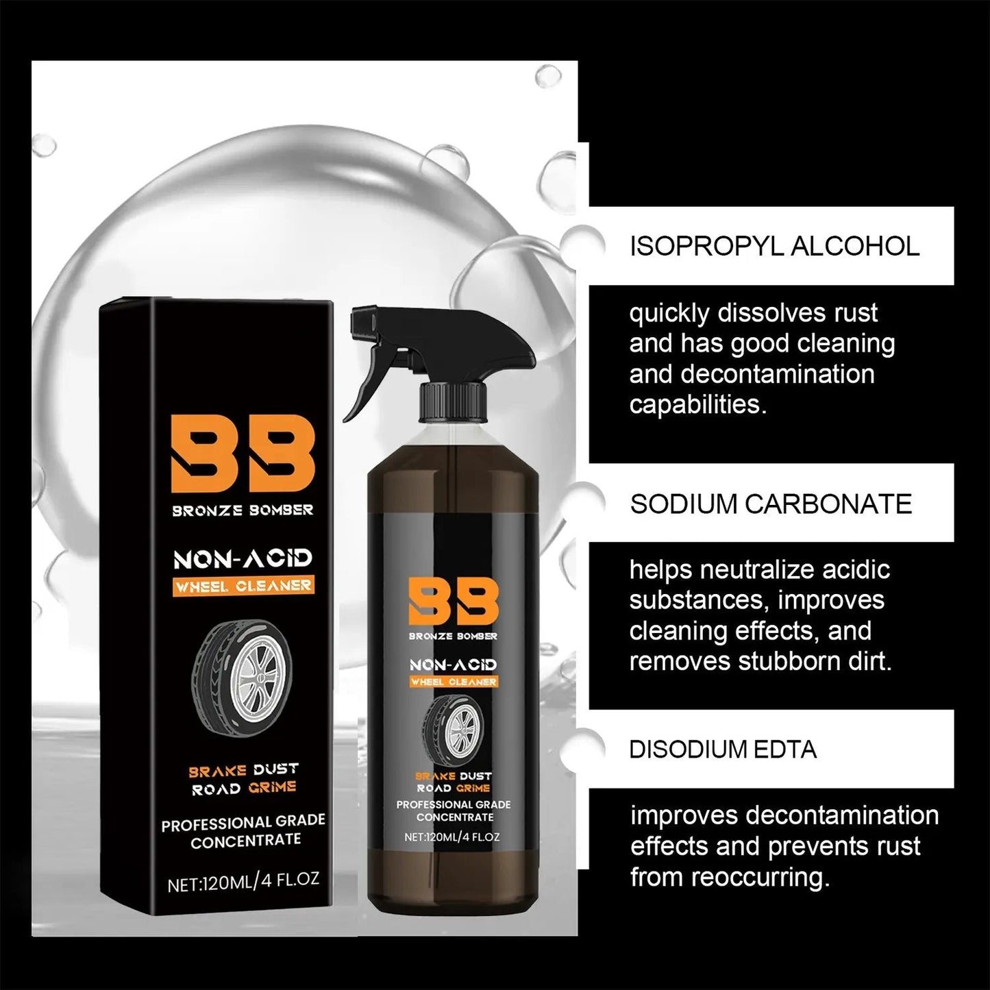 Automotive Rust Remover Spray 120ML – Fast-Acting Iron & Rust Cleaner for Wheels
