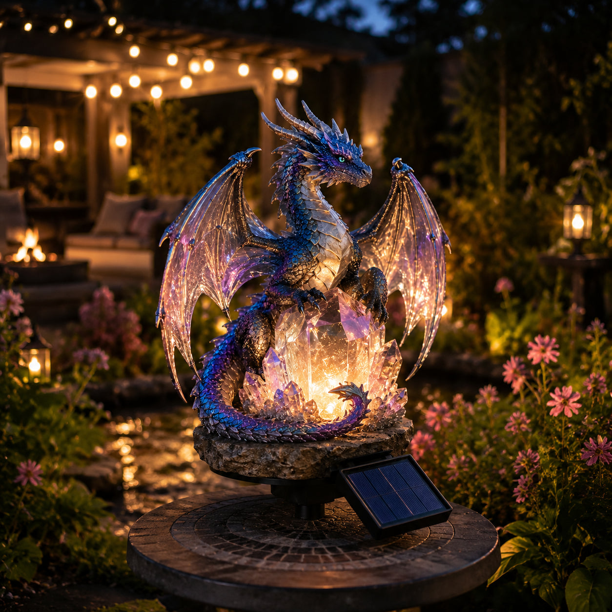 Solar Dragon Crystal Garden Light – Glowing Fantasy Outdoor Yard Decor with Solar Panel