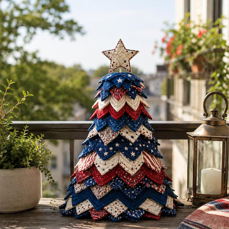 🔥Last Day 50% OFF - 🇺🇸 Americana Christmas Tree Quilt Kit | All-in-One Christmas Quilting Craft Kit