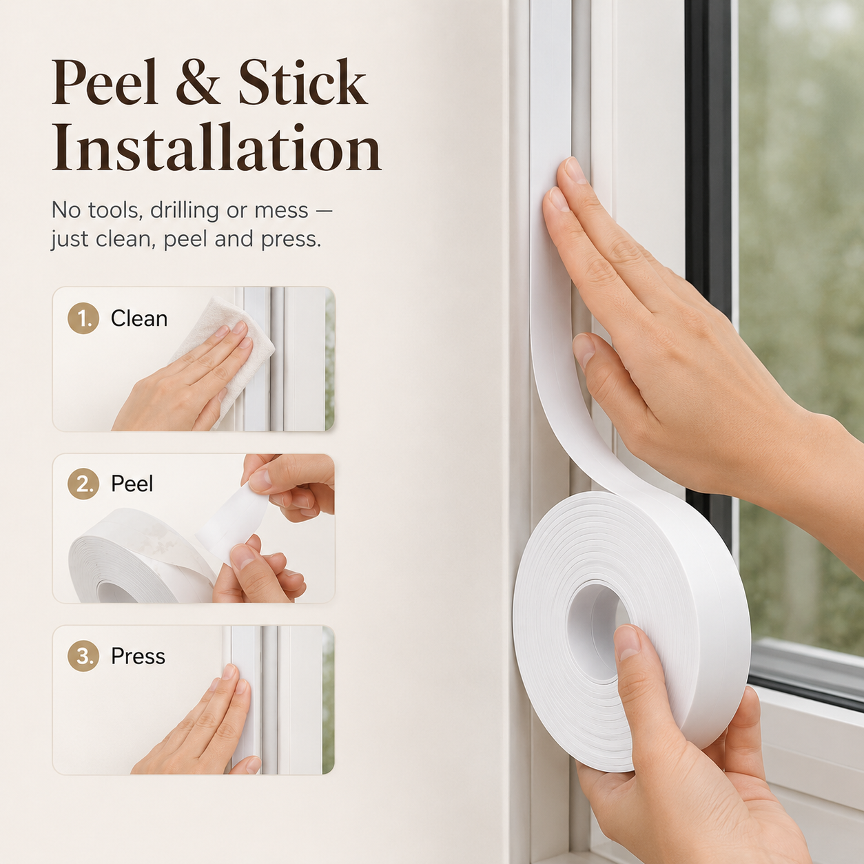 16.4Ft Door Weather Stripping | Adhesive Draft Stopper Seal Strip for Doors, Windows & Shower Doors