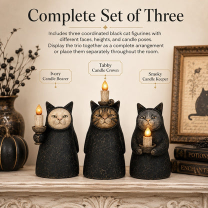 Mysterious Hooded Cat Candlelight Figurine