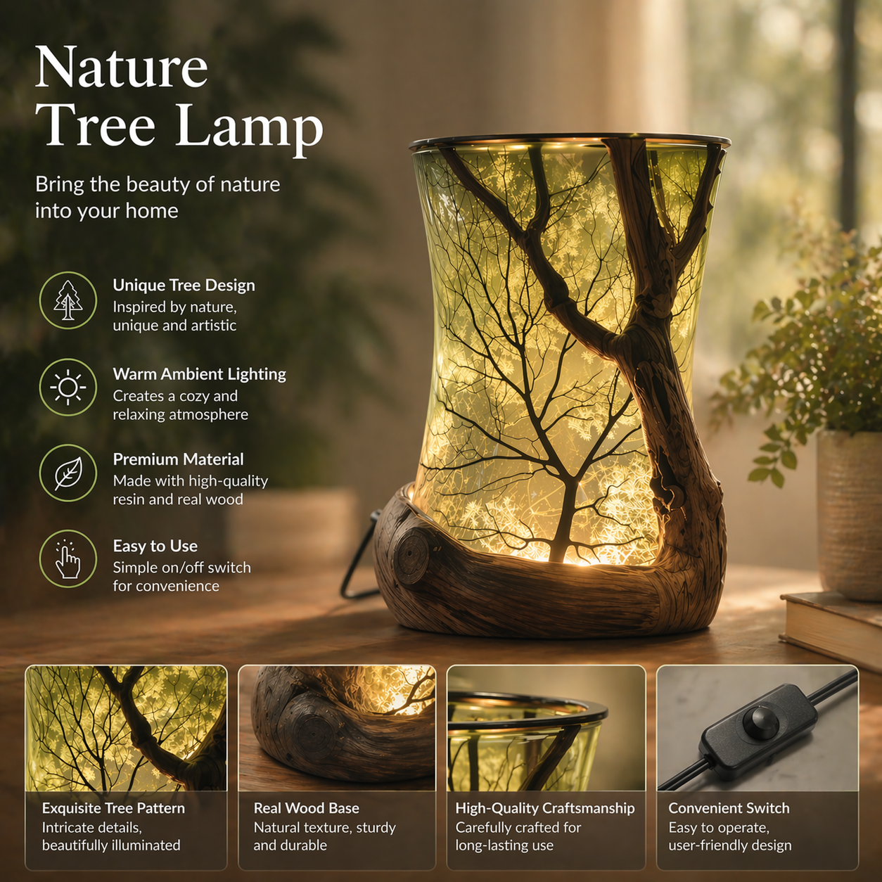 🌿“Enchanted Forest” Nature-Inspired Ambient Lamp