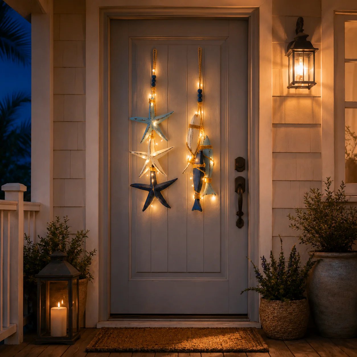 ⭐2026 HOT SALE🐟🌊Lighted Coastal Wooden Starfish & Fish Hanging Decor