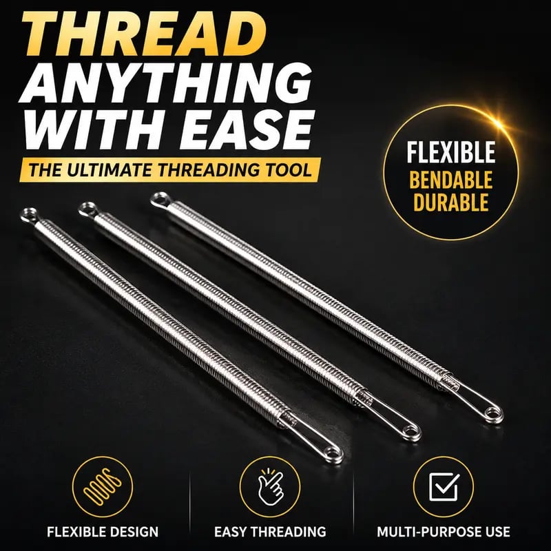 🔥49% OFF 2Pcs Flexible Drawstring Threading Tool 🧵 Bendable Metal Spring Threader for Hoodies Pants Shoelaces
