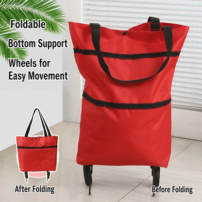 🛒2-in-1 Foldable Shopping Trolley – Sturdy Shopping Bag on Wheels for Supermarket, Market & Travel