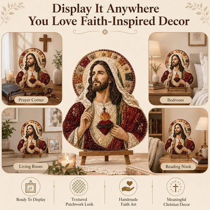 ✝️🧵 Premium Handmade Patchwork Jesus DIY Kit | High-Quality Layered Fabric with Stitched Details DIY Handmade Devotional Decor 🕊️✨