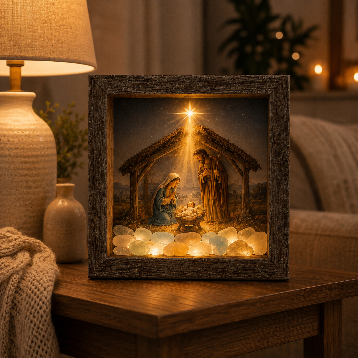 🔥Last Day 49% OFF - ✨🔥-Coastal Lighthouse Sea Glass Shadow Box Night