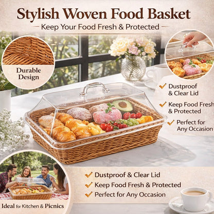 Woven Serving Basket with Clear Acrylic Cover 🧺✨