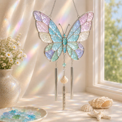 Personalized Coastal Glow Sea Glass Suncatcher Wind Chime Kit Collection, Home Decor, Birthday Gift for Ocean Lovers