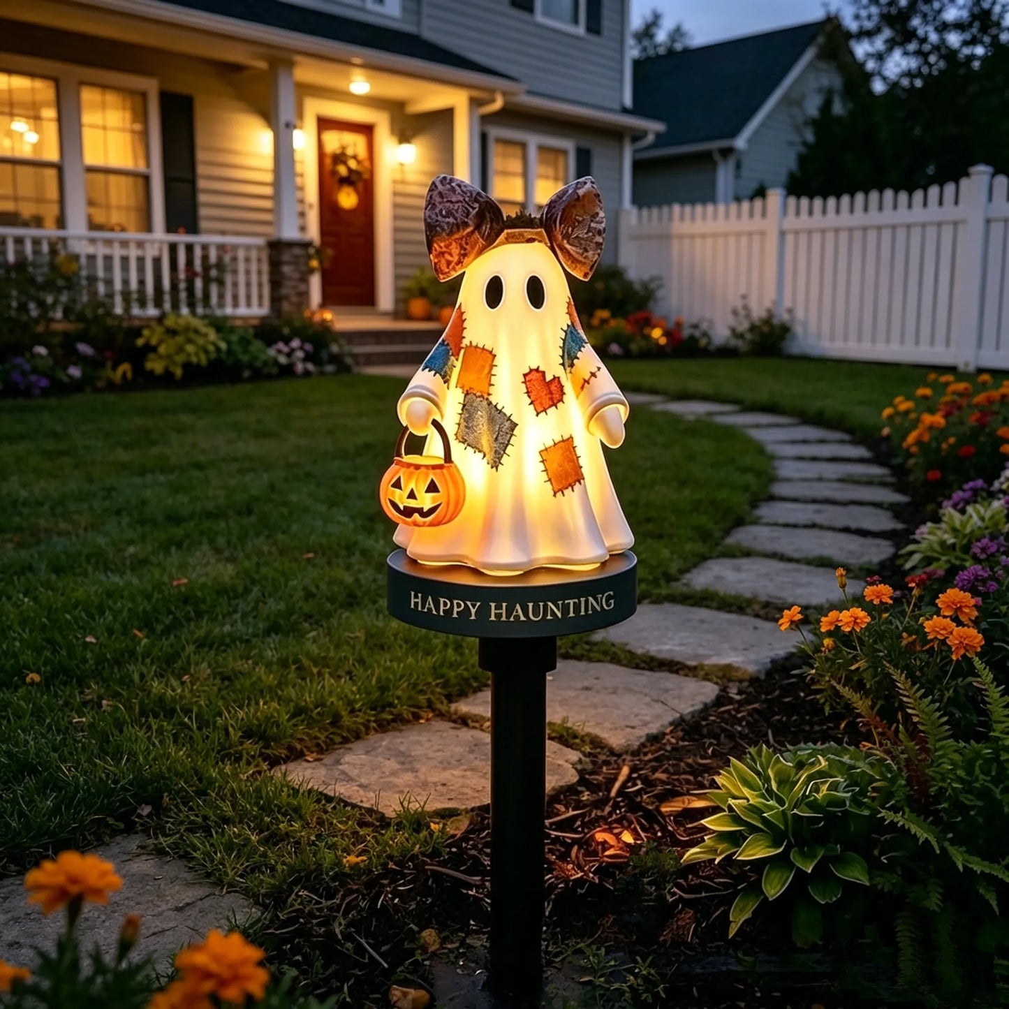 TODAY'S SPECIAL OFFER-50% OFF 🔥Lighted Vintage Patchwork Ghost Solar Garden Light