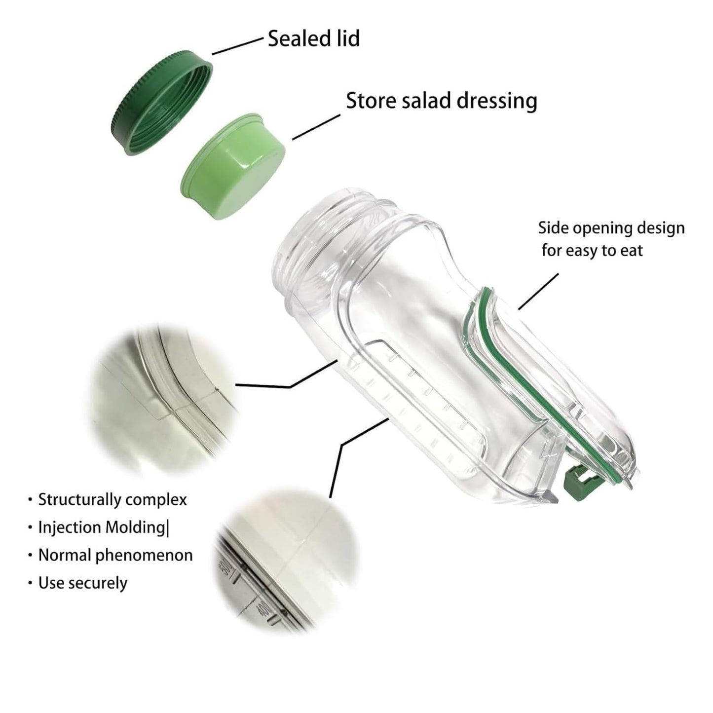 Hot Sale 60% OFF Salad Pod – Leakproof Mason Jar Style Salad Container with Side Hatch Bowl Design