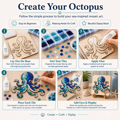 🔥 LAST DAY 59% OFF – 🌊 Octopus Mosaic Kit | Beginner-Friendly DIY Glass Craft with Step-by-Step Instructions
